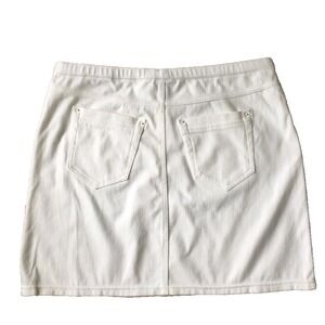 Hue Denim Jean Skirt Women 12 14 L Pull On Mini White Cotton Preppy Beach Pencil